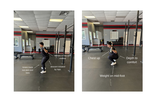 Starting and ending position of back squat