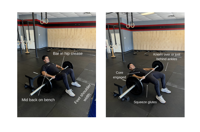 Starting and ending position of hip thrust